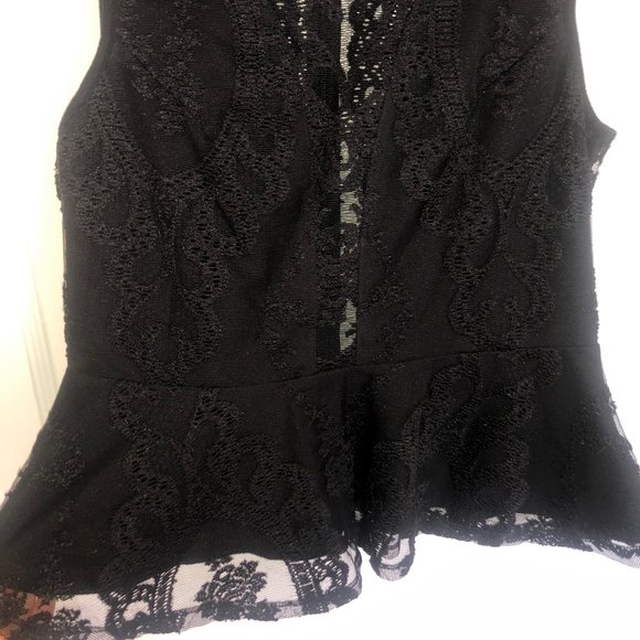 For Love & Lemons, Black Lace Peplum Top, Size S - Picture 4 of 5
